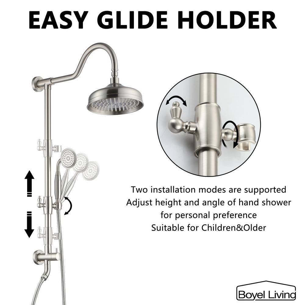 Brushed Nickel Dual Rain and Handheld Shower System