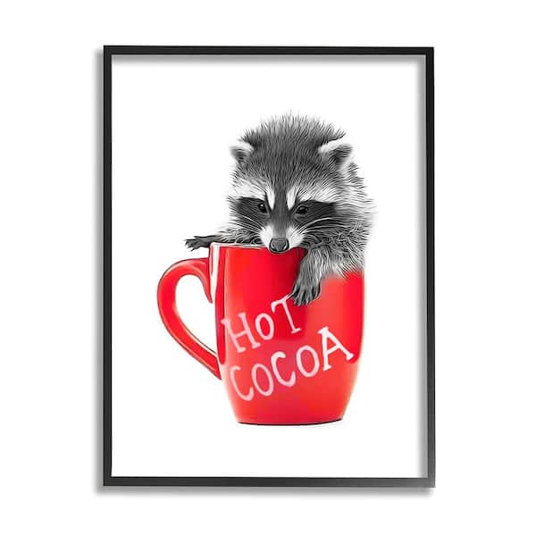 Stupell Industries Raccoon in Cocoa Mug by Annalisa Latella 1-Piece Framed Graphic Print Animal Poster Art Print 20 in. x 16 in.