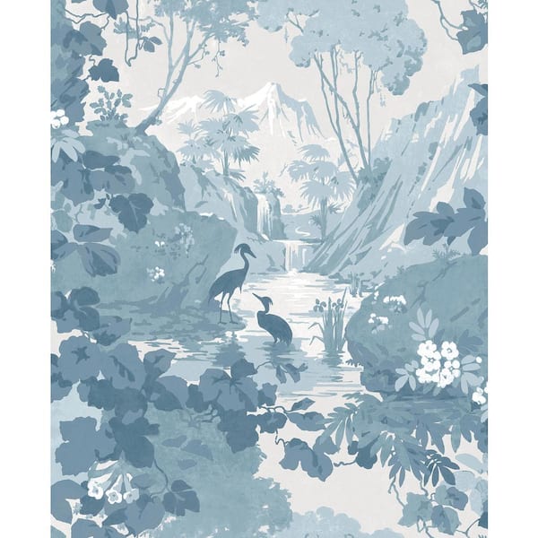Brewster Home Fashions Eden Blue Crane Lagoon Non Woven Wallpaper