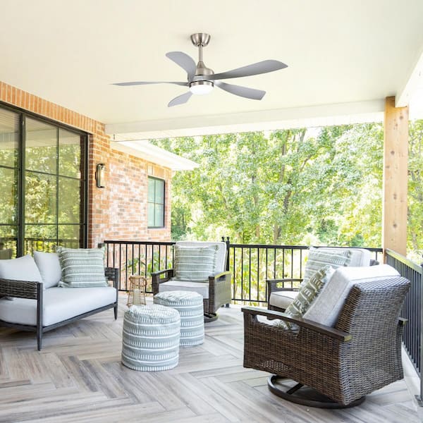 52 in. Brushed Nickel 5 ABS Blades Downrod Standard Ceiling Fan with 3-Color LED Light and Remote Included