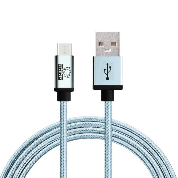 Rhino 3 ft. Braided Nylon USB Type C Male to USB Type A Cable, Blue