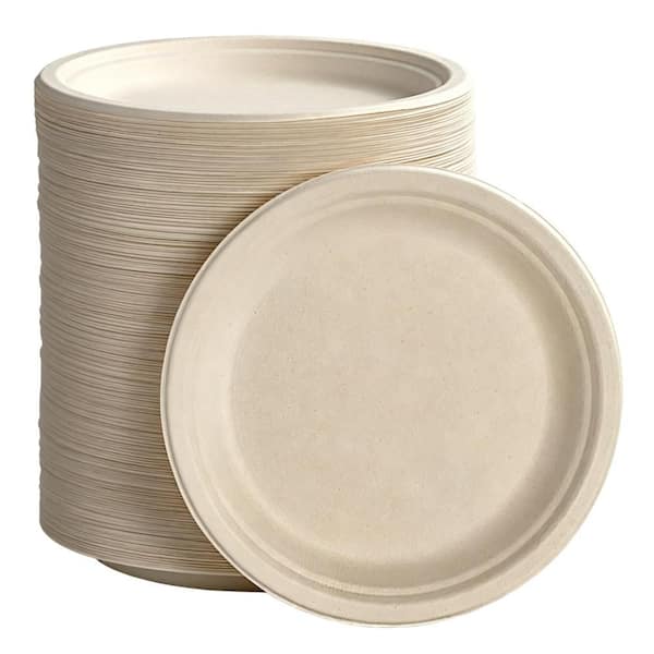 7 in. Disposable Bamboo Paper Plates with Compostable and Biodegradable for Kitchen and Serving Food, Nature(350-Pack)