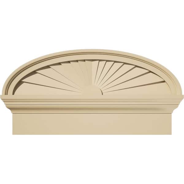 Ekena Millwork 24-in. W x 12-7/8-in. H x 2-3/4-in. P Elliptical Sunburst Signature Urethane Combination Pediment, Primed Tan
