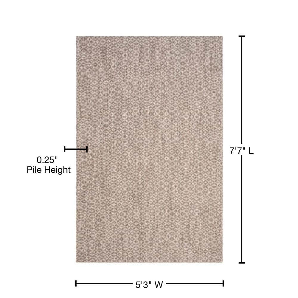 Beige Courtyard 59" Easy-Care Synthetic Indoor/Outdoor Area Rug