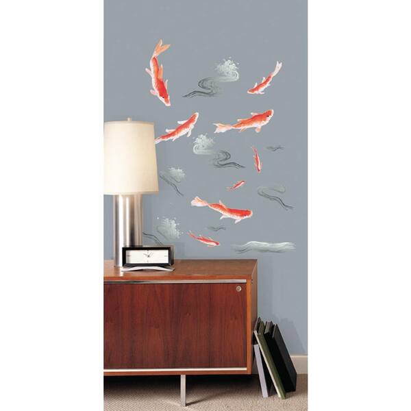 Snap 39.75 in. x 17.125 in. Multi Coloured Koi 2-Sheet Wall Decal