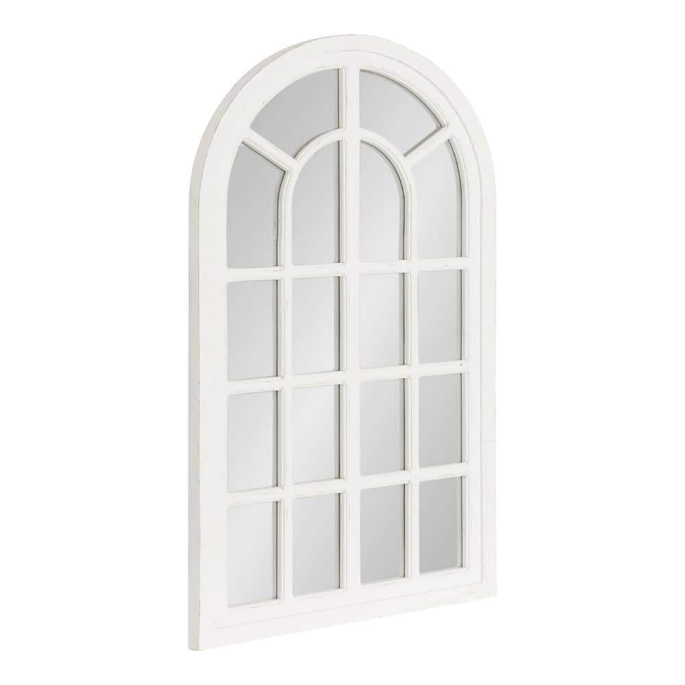 Boldmere 38"x22" Rustic Arch Farmhouse Wall Mirror in Distressed White