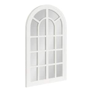 Glitzhome Wooden Cathedral Windowpane Wall Mirror Decor, White