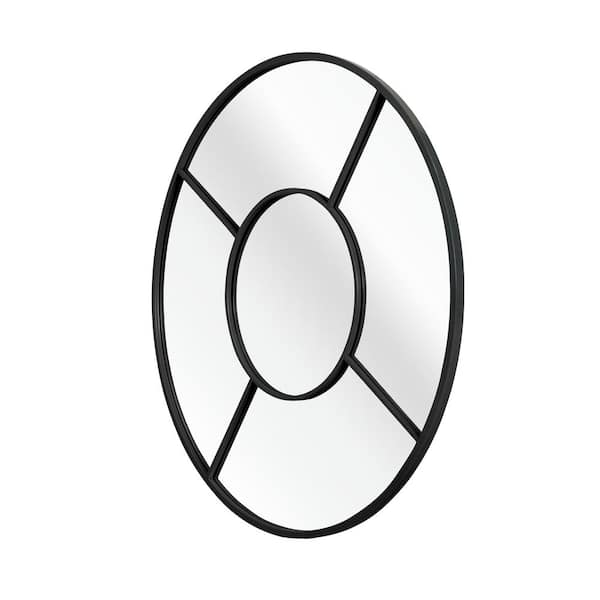 Nestfair 36 in. W x 36 in. H Round Shaped Framed Decoration Mirror in Black