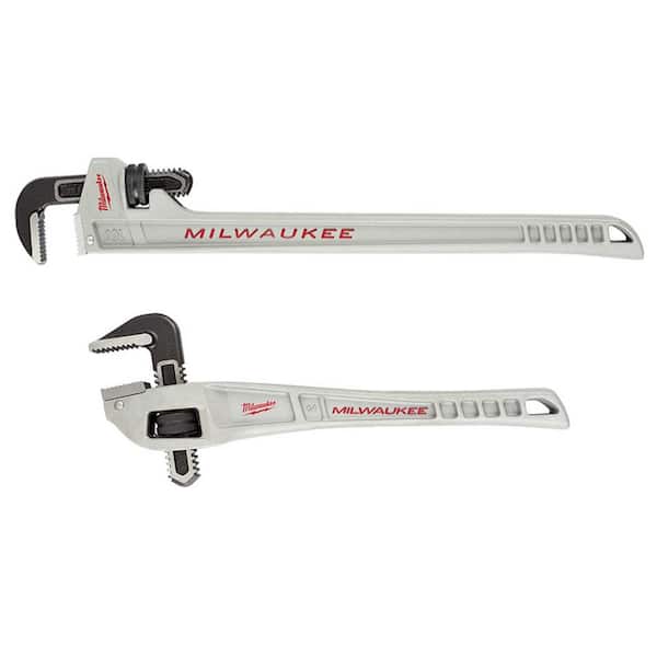 Milwaukee 10 in. Aluminum Pipe Wrench with POWERLENGTH Handle with 14 in. Aluminum Offset Pipe Wrench