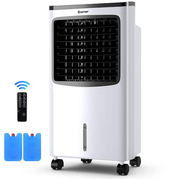Costway 215 CFM 3-Speed Portable Evaporative Cooler Air Cooler Fan Filter Humidify Anion For 400 Sq.Ft. with Remote Control