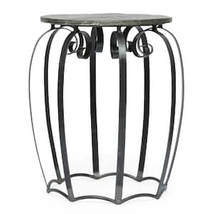 Gray Round Mango Wood Top 25 in. Height Outdoor Dining Table
