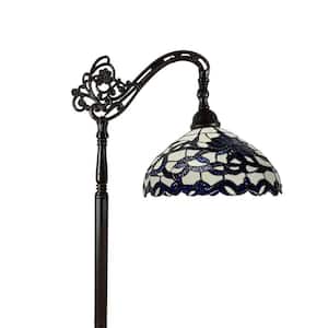 Vinn 60 in. 1-Light Indoor Blue and White Tiffany Floor Lamp with Light Kit