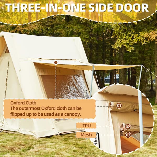 DSNAPE Upgraded 5-8 Person Inflatable Camping Tent with Stove Jack