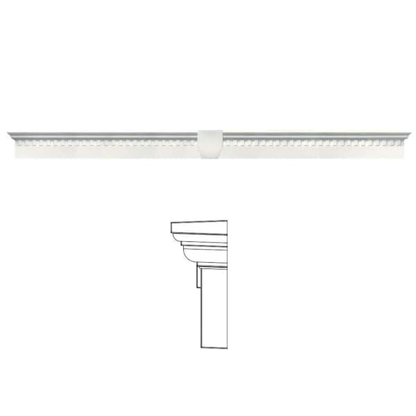 Builders Edge 6 in. x 73 5/8 in. Classic Dentil Window Header with Keystone in 123 White