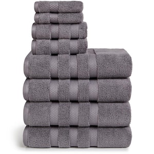 Infinity 8-Piece Charcoal Solid Cotton Bath Towel Set