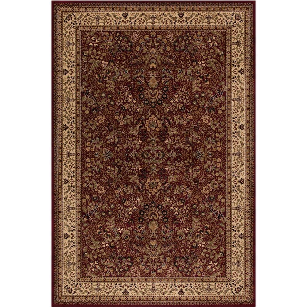 Red Medium Pile Synthetic Oriental Area Rug