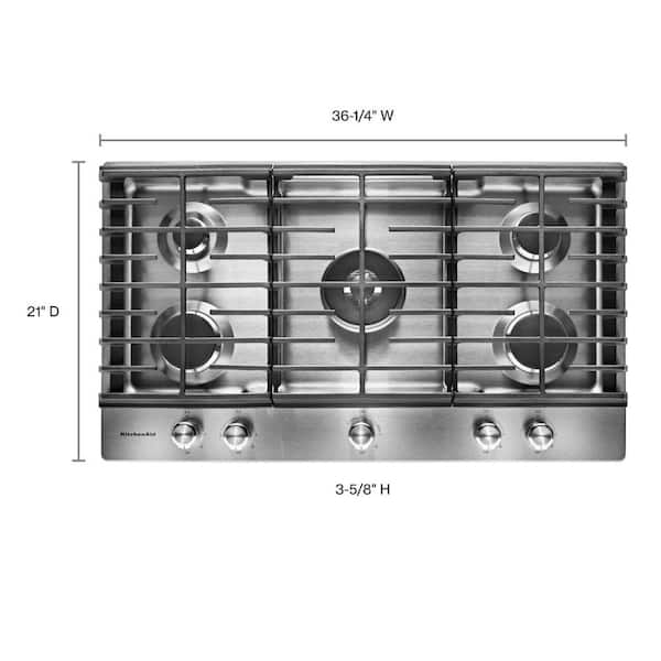 KitchenAid 36 in. 5-Burner Electric Cooktop with Downdraft & Power Burner-  Black