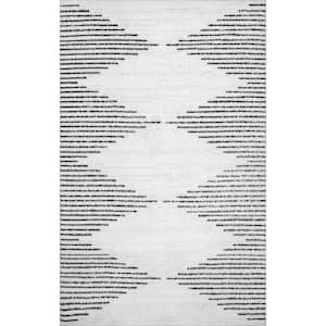 Romina Machine Washable Diamond Stripes White Doormat 2 ft. x 3 ft.  Accent Rug
