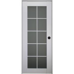 Smart Pro 10-Lite 24 in. x 84 in. Left-Hand Frosted Glass Solid Composite White Wood Single Prehung Interior Door