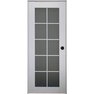18 in. x 96 in. Left-Hand Frosted Glass Solid Composite Core Polar White Wood Single Prehung Interior Door