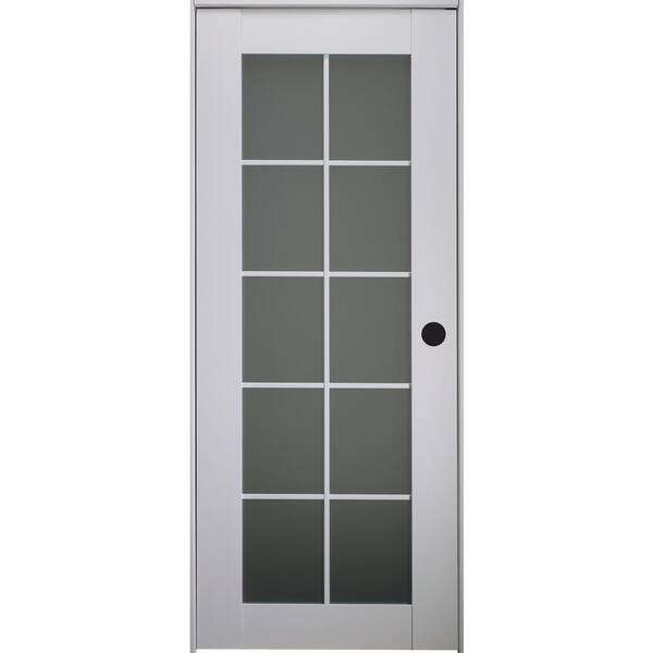 Belldinni 18 in. x 96 in. Left-Hand Frosted Glass Solid Composite Core Polar White Wood Single Prehung Interior Door