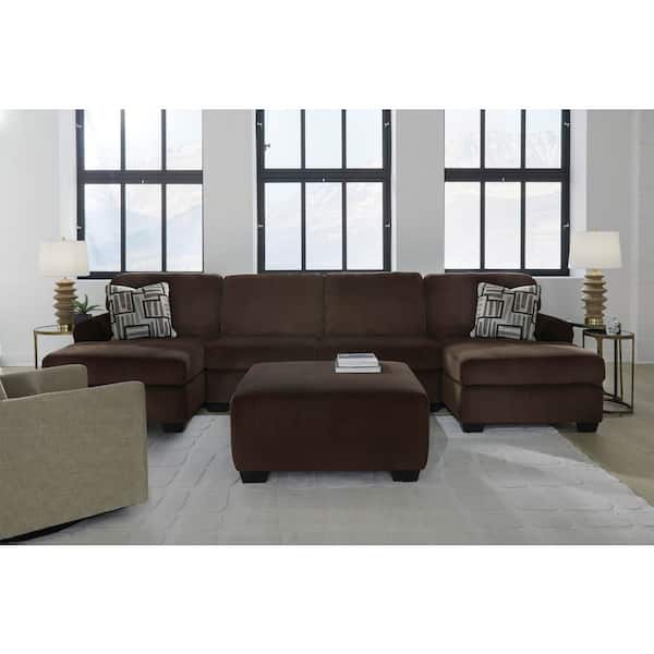 Landsings Brown Polyester Square Accent Ottoman