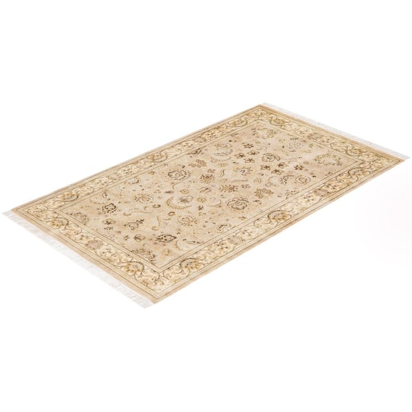 Mogul One-of-a-Kind Traditional Ivory 3 ft. 1 in. x 5 ft. 1 in. Oriental Area Rug