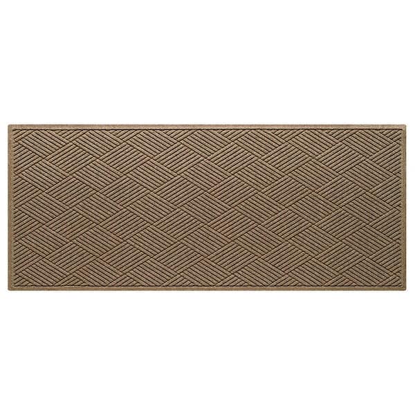 Waterhog Diamonds 35 in. x 97 in. PET Polyester Indoor Outdoor Runner Camel