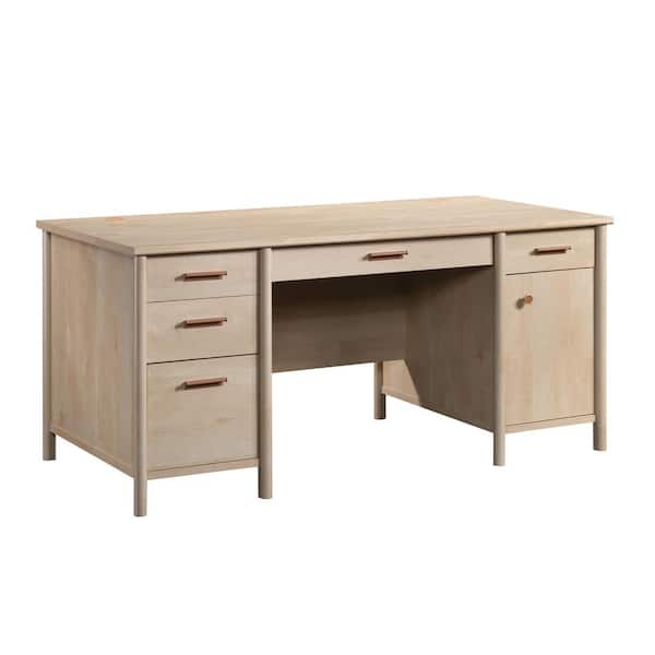 SAUDER Whitaker Point 65.984 in. Natural Maple Executive Desk with File Storage and Keyboard Shelf