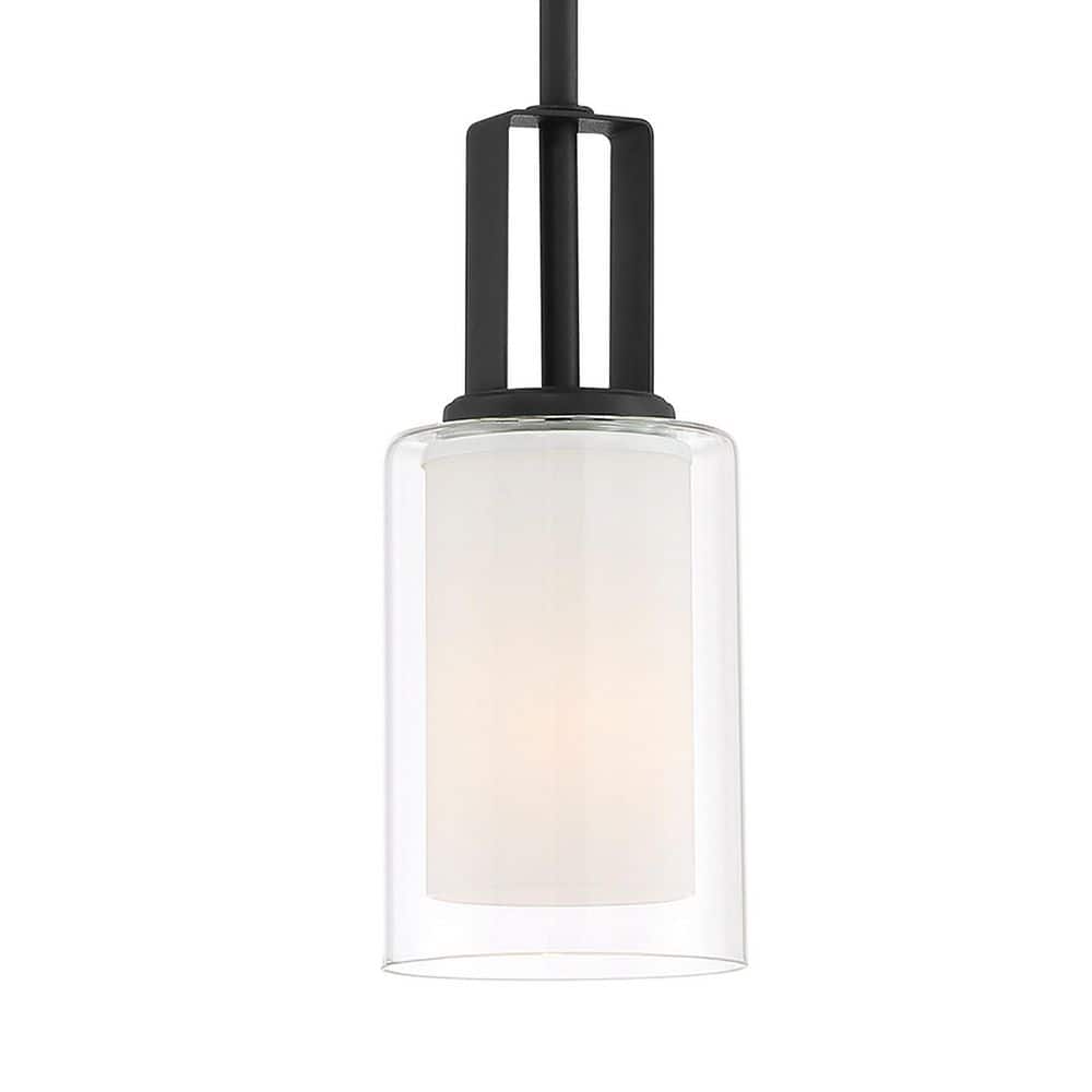 Parsons Studio Mini Jar 1-Light Pendant in Sand Coal and Etched White