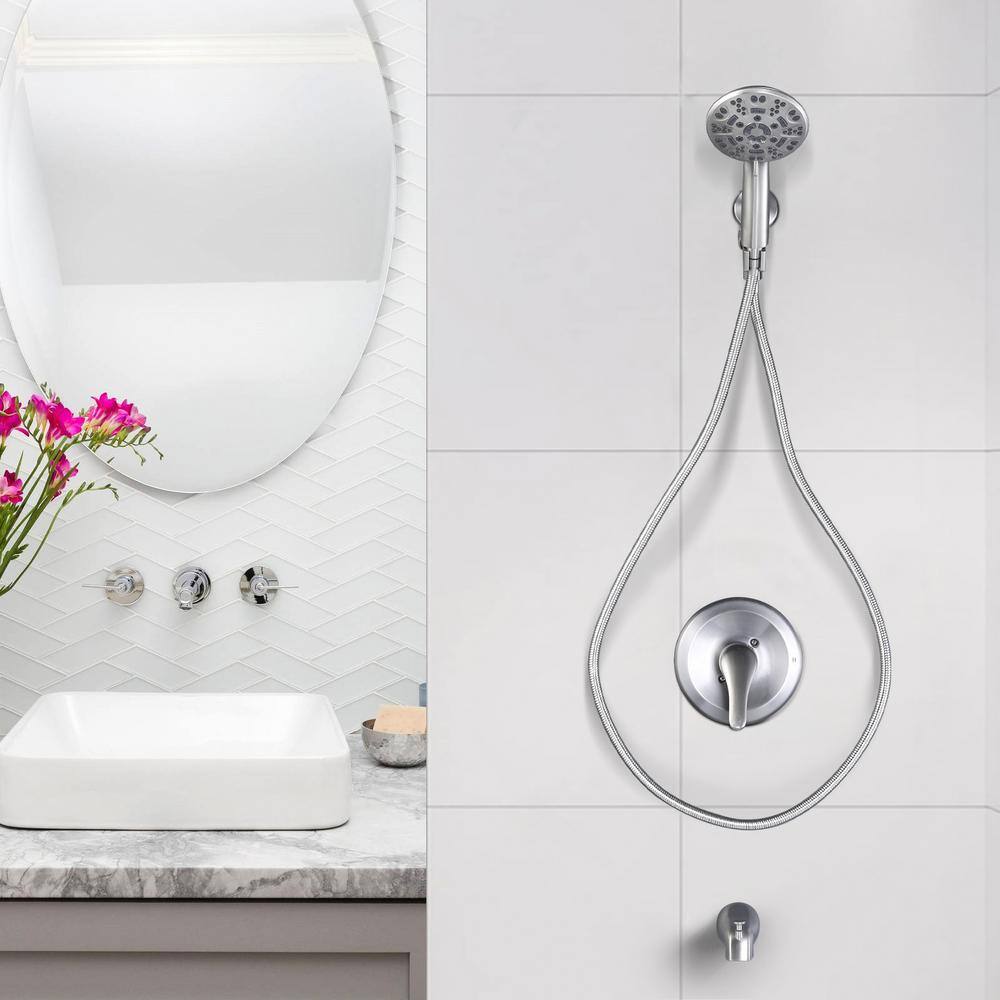 Brushed Nickel 7-Spray Wall Mounted Handheld Shower Faucet