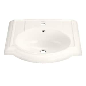 Devonshire 4-7/8 in. Vitreous China Pedestal Sink Basin in Biscuit with Overflow Drain