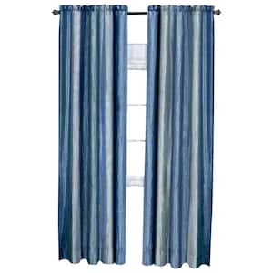 Ombre 50 in. W x 63 in. L Polyester Light Filtering Window Panel in Blue