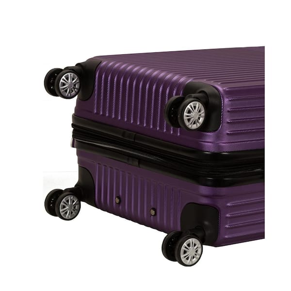 Rockland Pista 3 PC ABS Non-Expandable Luggage Set, Purple