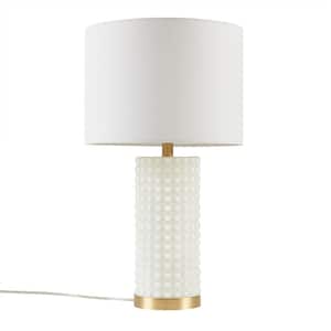 Grace 25.5 in. White/Gold Textured Dot Table Lamp