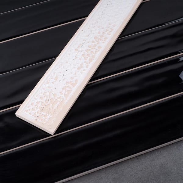 MOLOVO Nova Black 1.97 in. x 11.81 in. Polished Ceramic Subway
