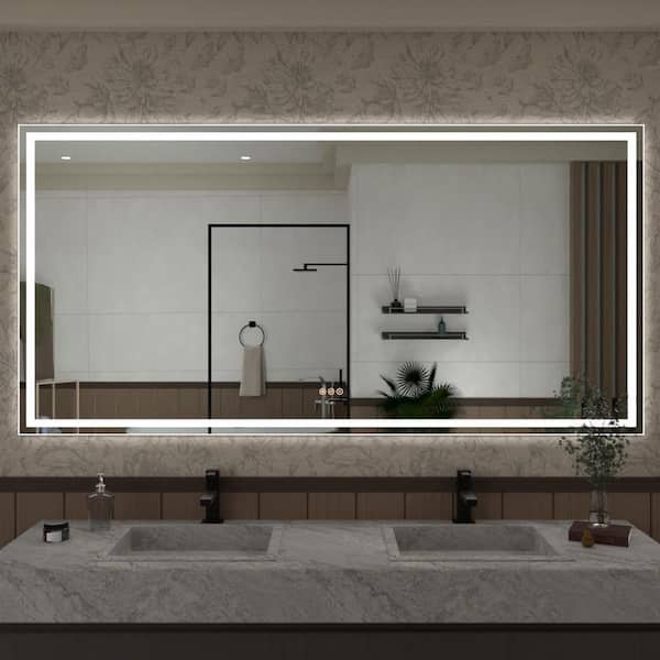 Hermitage Bath Musci 72 in. W x 36 in. H Rectangular Frameless LED Wall Bathroom Vanity Mirror