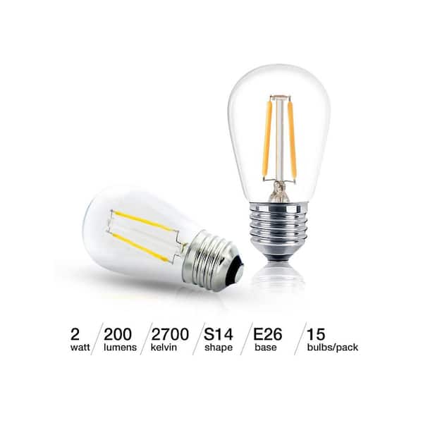 S14 Dimmable Energy-Saving E26 Vintage Edison LED Light Bulbs Soft White 2700K (15-Pack) HJ-4H2M-FEQN - The Home Depot