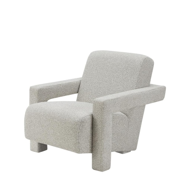 Benjara Gray Polyester Arm Chair
