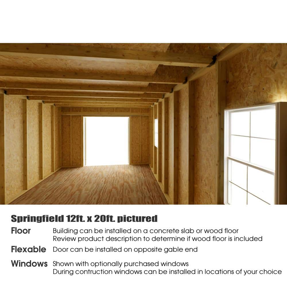 Gray 12' x 20' Wood Shed Kit with Windows