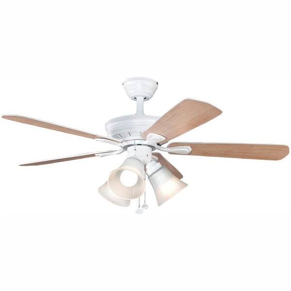 Hampton Bay Westmount 44 in. LED Matte White Ceiling Fan with Light Kit