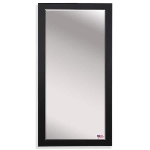 Unbranded Oversized Satin Black Wood Beveled Glass Modern Mirror (65.5 in. H X 32 in. W)