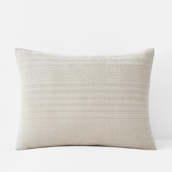 Line Stitch Velvet Quilted Sham - Light Sand, King