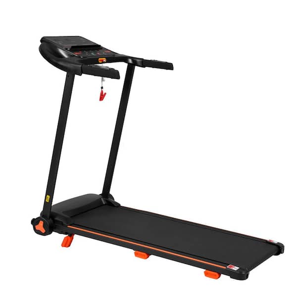 2.5 HP Black Metal Foldable Electric Treadmill with USB Charge Station, Bluetooth Speaker and 6 Shock-Absorbing