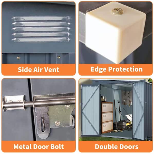 8 ft. W x 6 ft. D Metal Storage Shed with Vents for Garden and Backyard (40 sq. ft.)