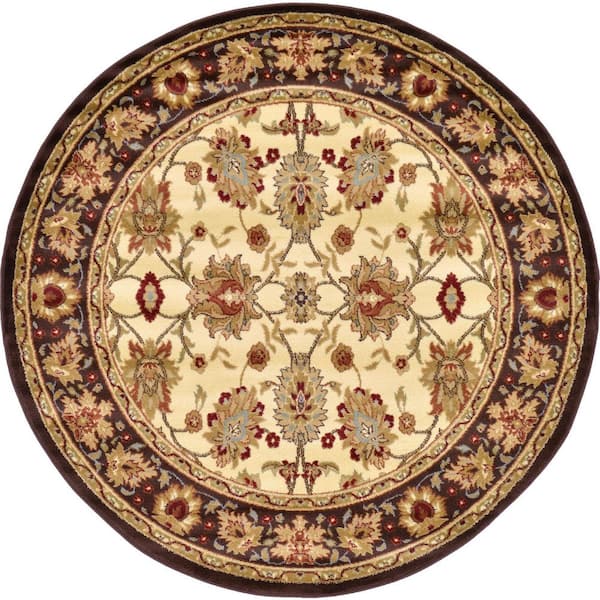 Unique Loom Voyage Springfield Ivory 6' 0 x 6' 0 Round Rug