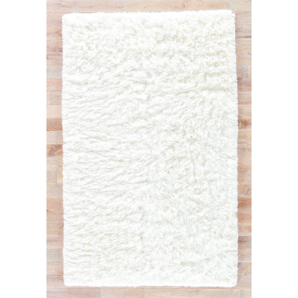 Brinkley Shag White 2 ft. x 3 ft. Solid Area Rug