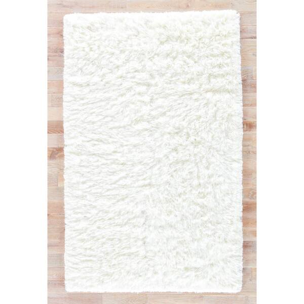 Unbranded Brinkley Shag White 2 ft. x 3 ft. Solid Area Rug