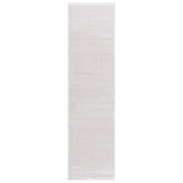 SAFAVIEH Whisper 2 ft. x 8 ft. Beige/Ivory Solid Striped Runner Rug