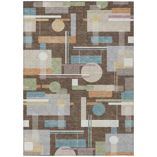 Chantille Machine Washable Indoor/Outdoor Abstract ACN2822 Coffee 10 ft. x 14 ft. Area Rug